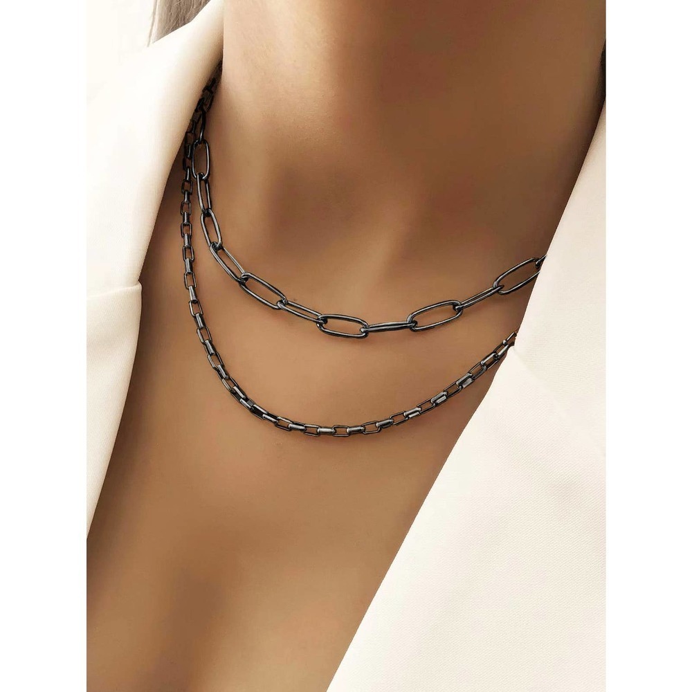 2pcs Minimalist Chain Necklace set gold - Picture 11 of 11
